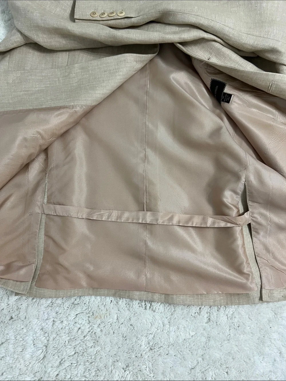 Classic Beige Linen Blazer Martin Gordon  - Linen  Three-Button Sport 100%